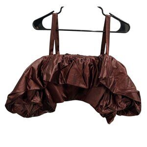 Ulla Johnson Fia Top Mahogany Puff Sleeve Cropped Size 2